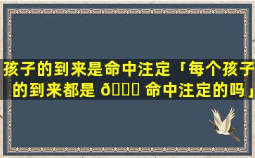 孩子的到来是命中注定「每个孩子的到来都是 🐞 命中注定的吗」